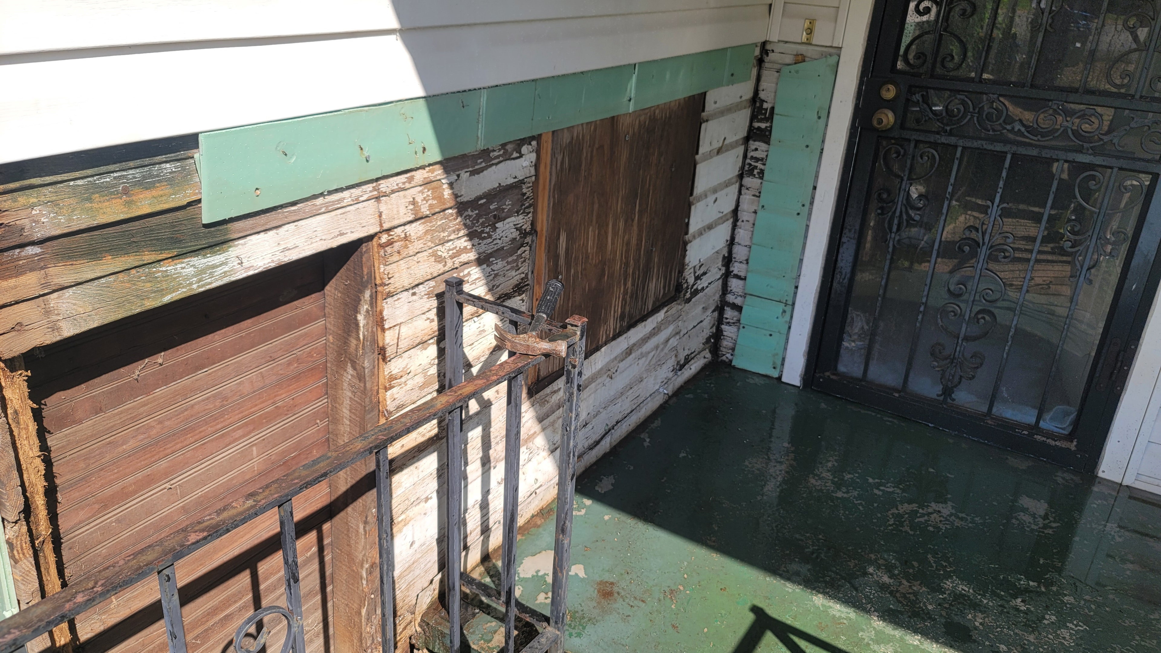 Exterior siding repair — close-up view