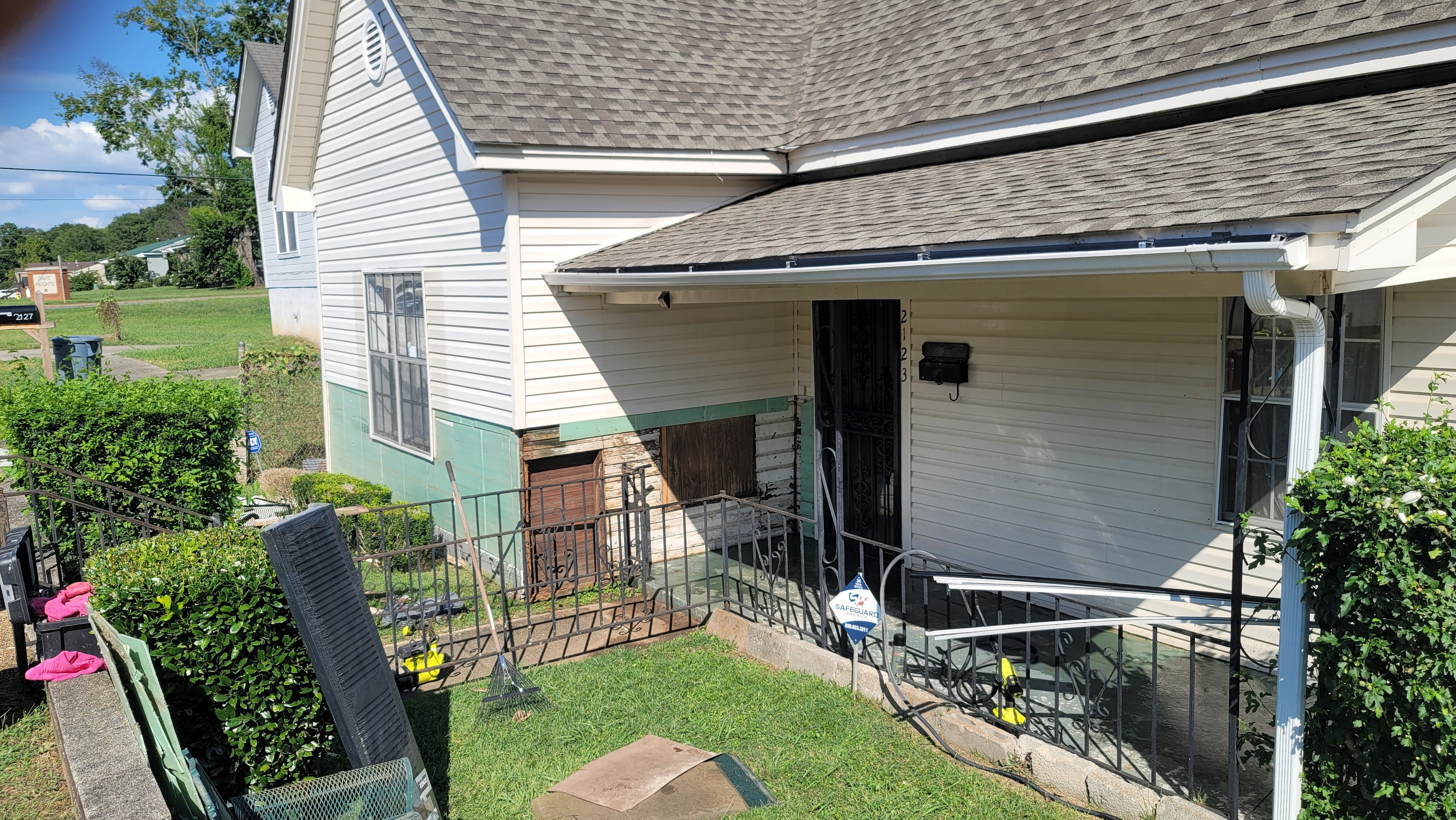 Exterior siding repair — wider angle